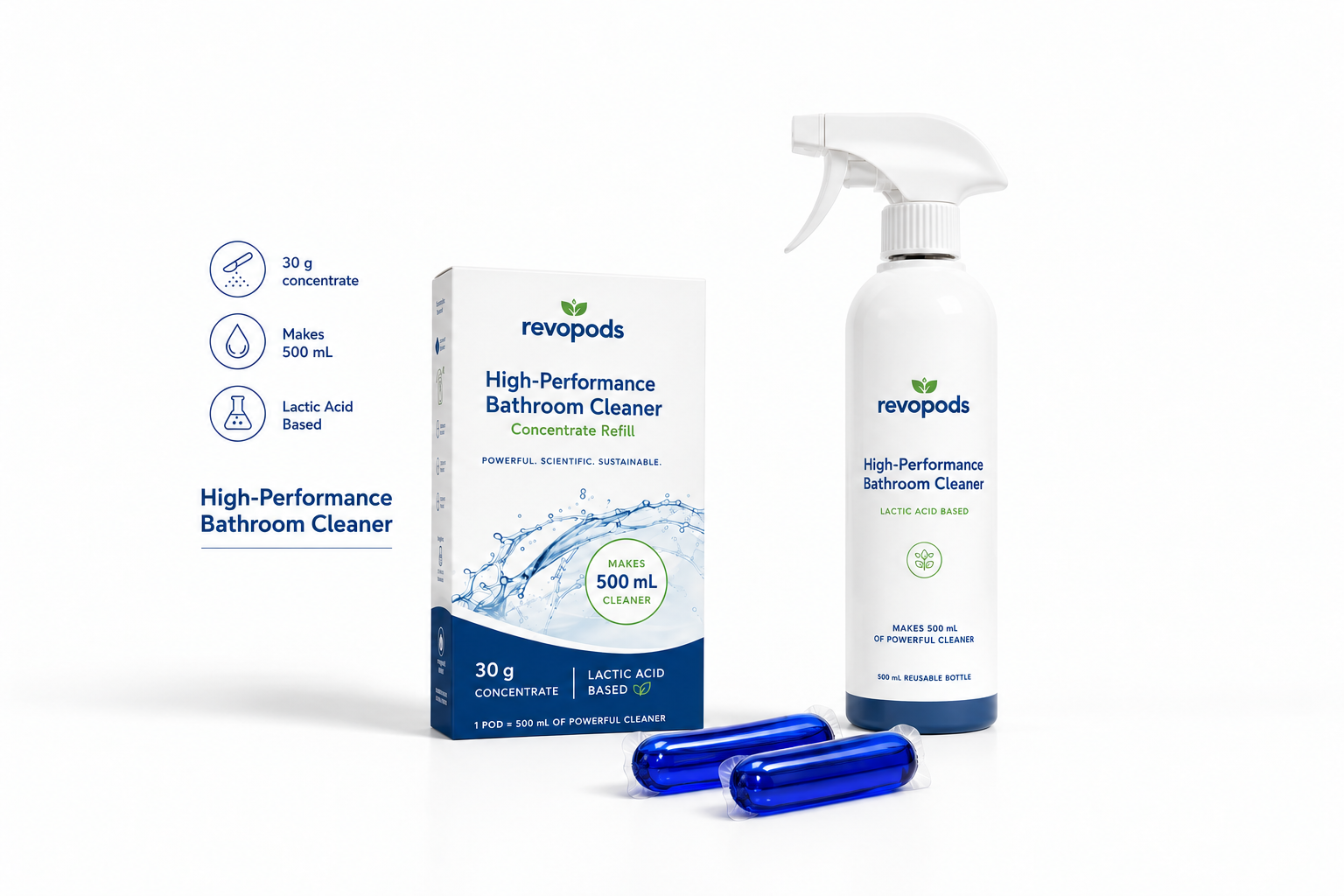High-performance bathroom cleaner concentrate refill with reusable bottle